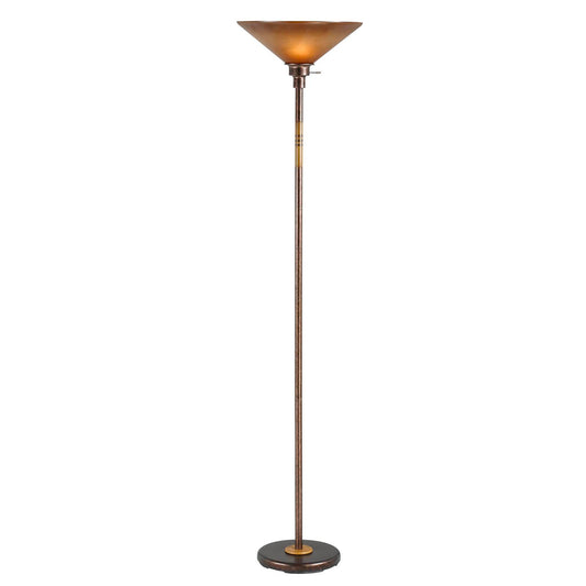 Rusted Torchiere Floor Lamp w/ Rust Shade