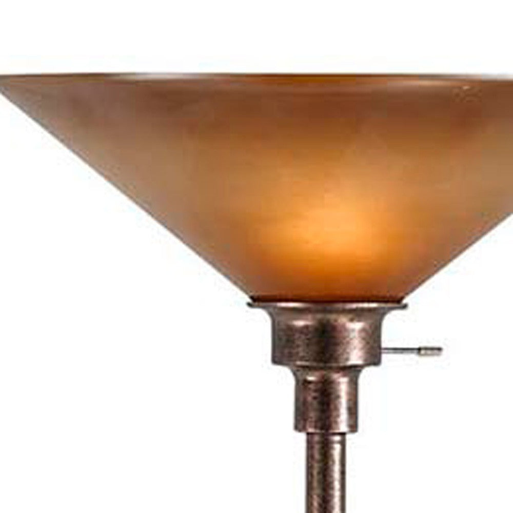 Rusted Torchiere Floor Lamp w/ Rust Shade