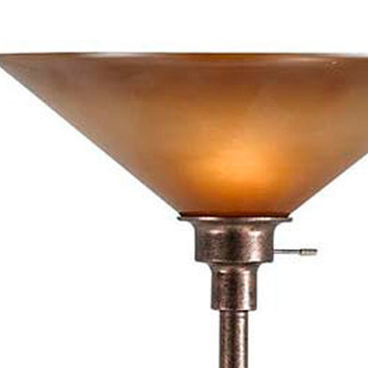 Rusted Torchiere Floor Lamp w/ Rust Shade