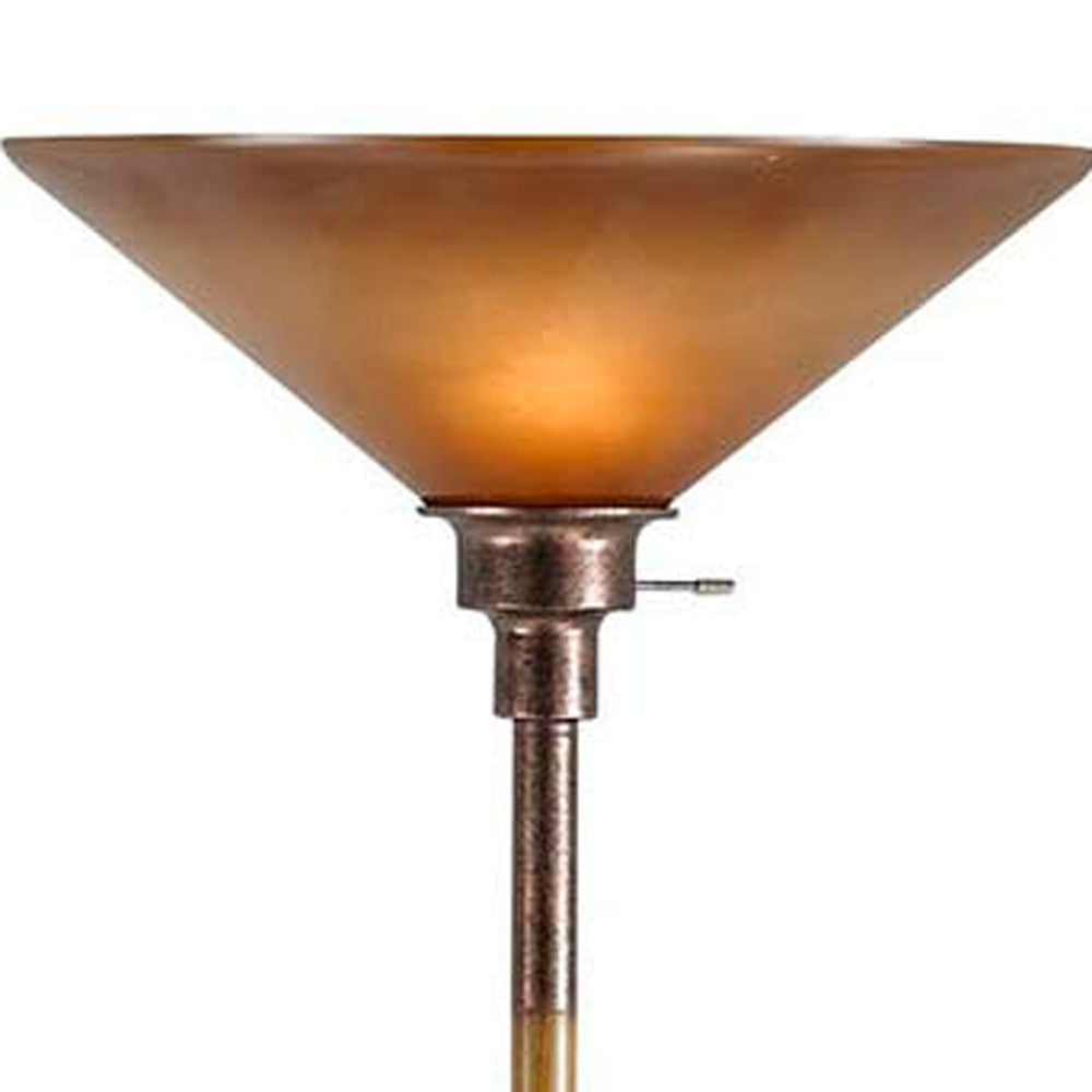 Rusted Torchiere Floor Lamp w/ Rust Shade