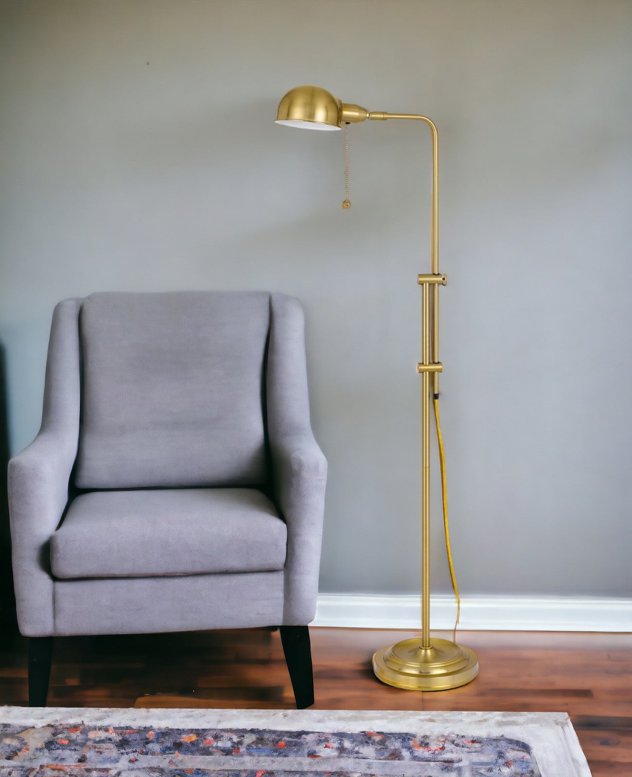 Brass Adjustable Floor Lamp w/ Shade