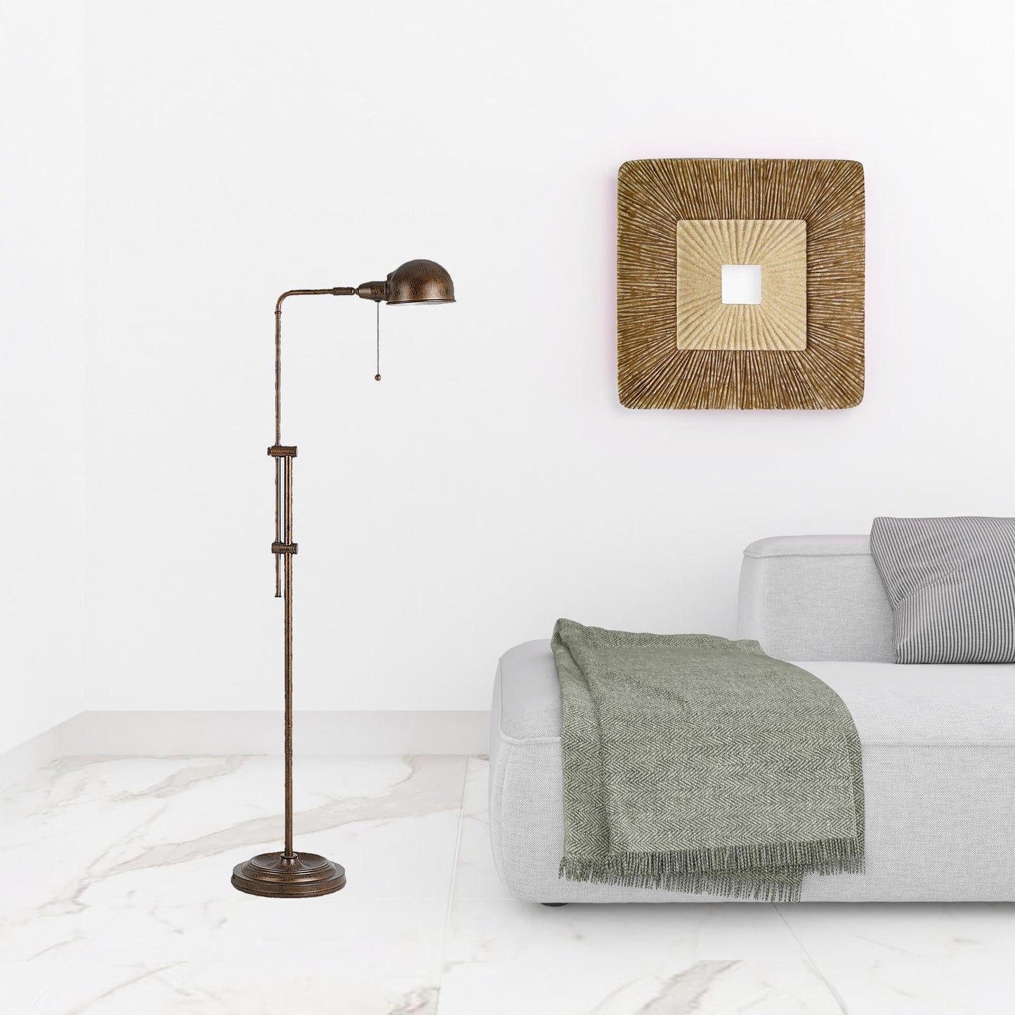 Rusted Adjustable Floor Lamp w/ Rust Shade