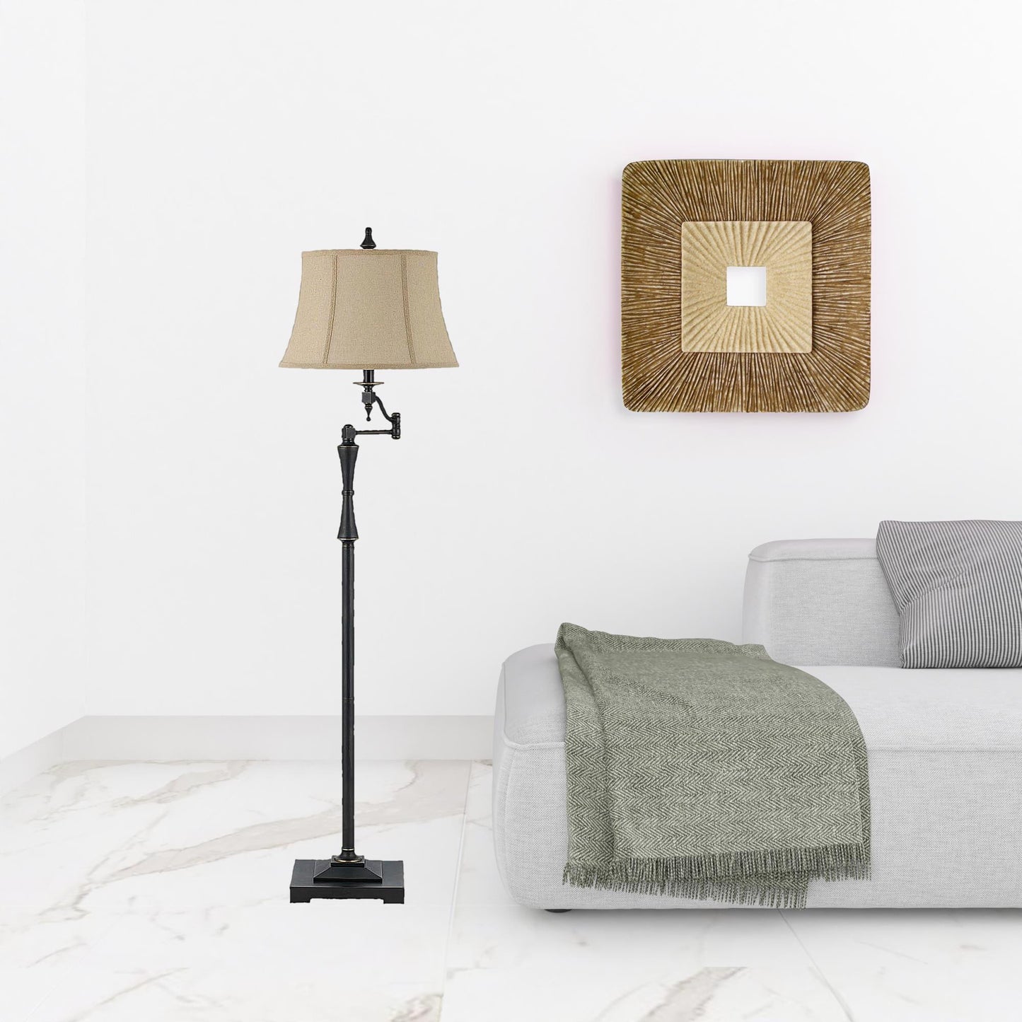 Bronze Swing Arm Floor Lamp w/ Shade
