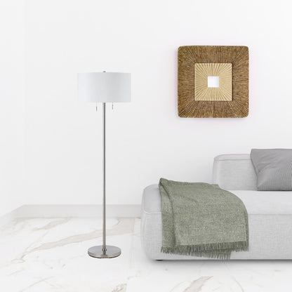 Nickel 2-Light Floor Lamp w/ Shade