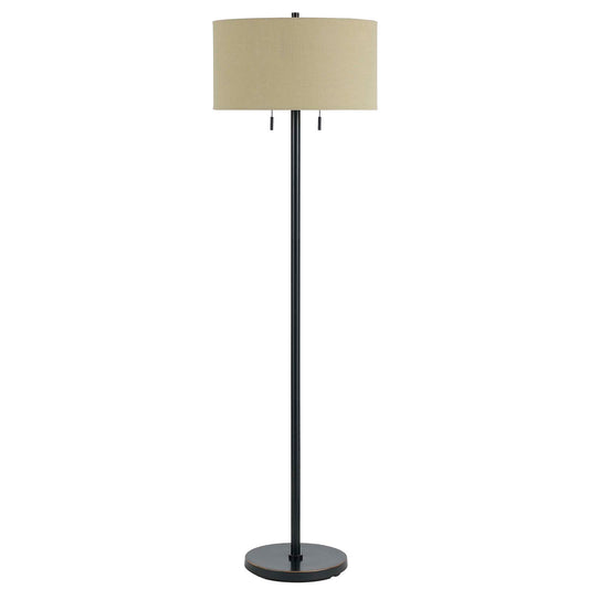 Bronze 2-Light Floor Lamp w/ Brown Shade