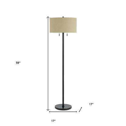 Bronze 2-Light Floor Lamp w/ Brown Shade