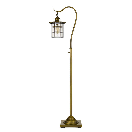 Brass Floor Lamp w/ Bronze Glass Shade