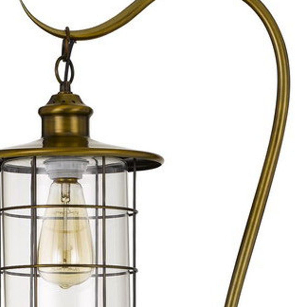 Brass Floor Lamp w/ Bronze Glass Shade