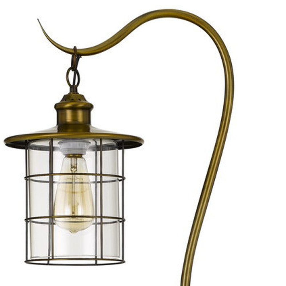 Brass Floor Lamp w/ Bronze Glass Shade