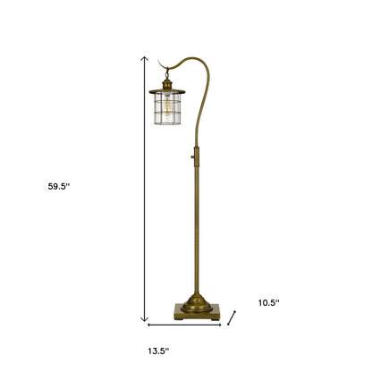 Brass Floor Lamp w/ Bronze Glass Shade