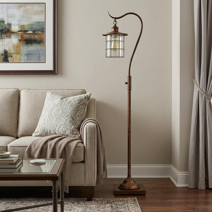 Rusted Floor Lamp w/ Rust Glass Shade