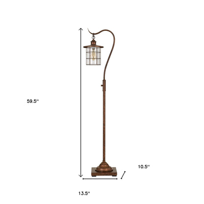 Rusted Floor Lamp w/ Rust Glass Shade