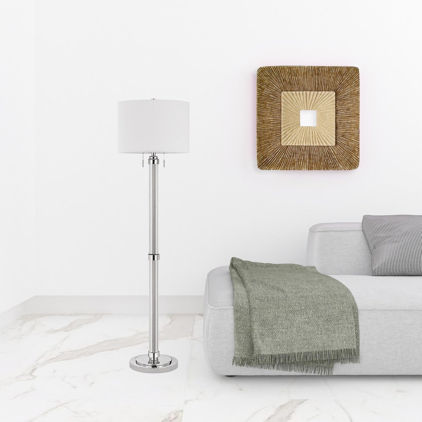 Chrome 2-Light Floor Lamp w/ Shade