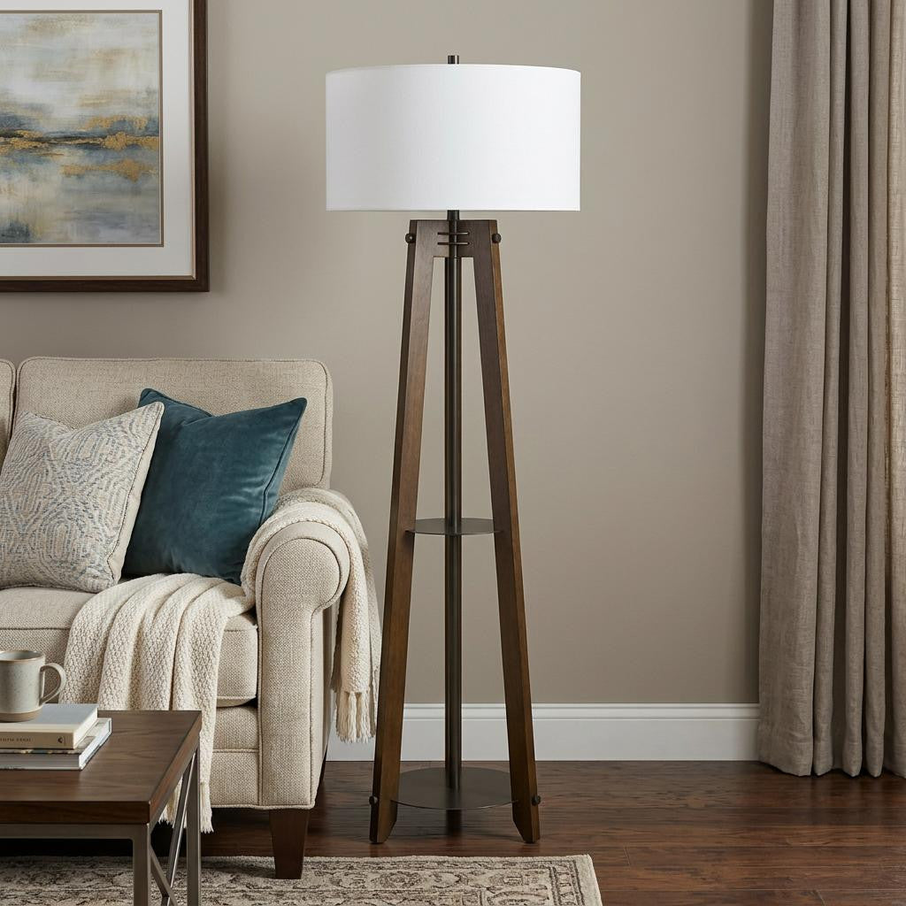 Brown Tripod Floor Lamp w/ Shade