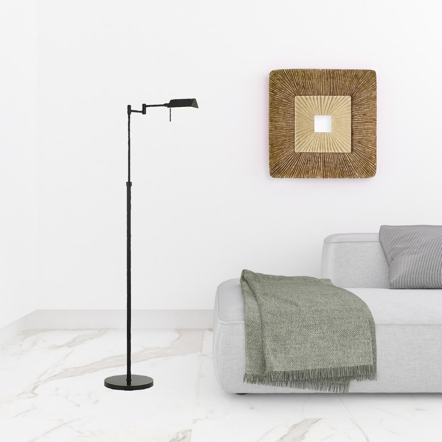 Bronze Adjustable Swing Arm Floor Lamp