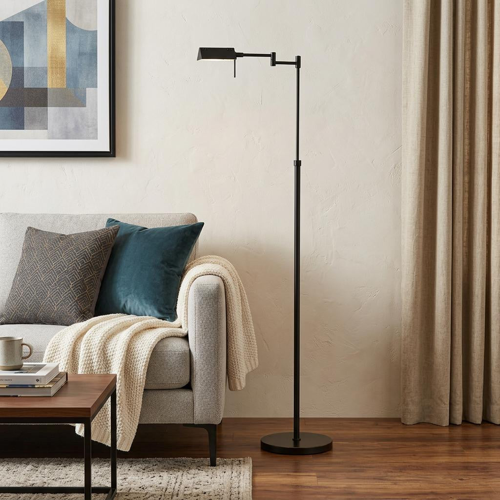 Bronze Adjustable Swing Arm Floor Lamp