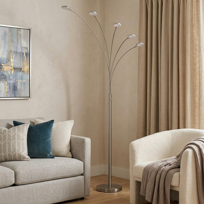 Nickel 5-Light Arc Floor Lamp
