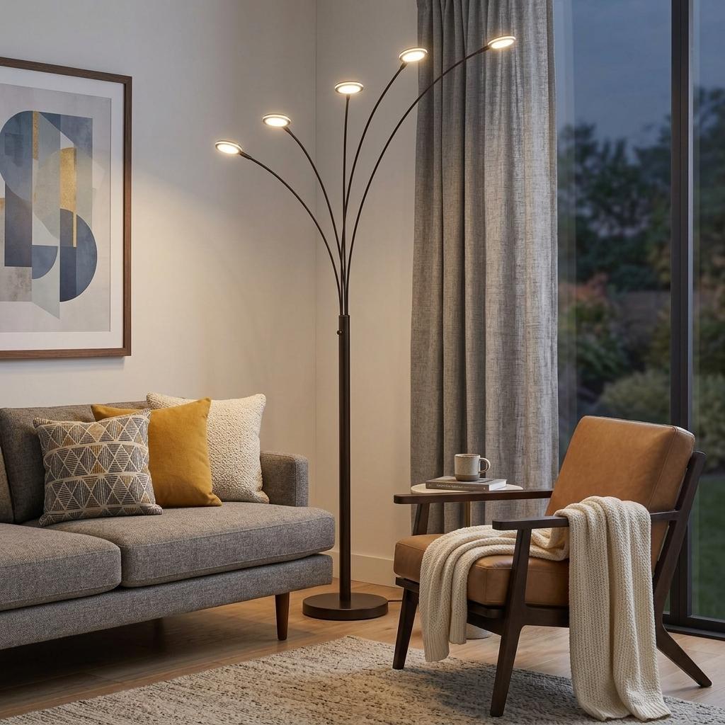Bronze 5-Light Arc Floor Lamp