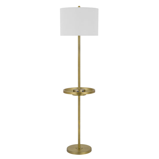 Brass Tray Table Floor Lamp w/ Shade