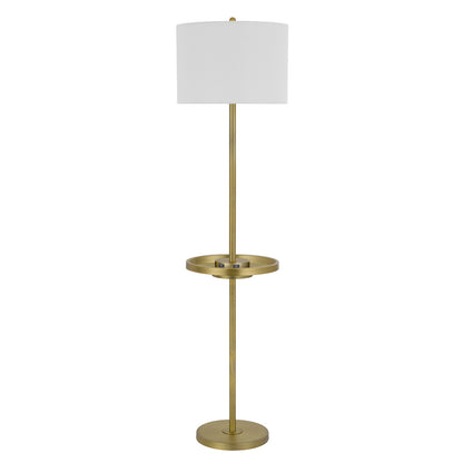 Brass Tray Table Floor Lamp w/ Shade