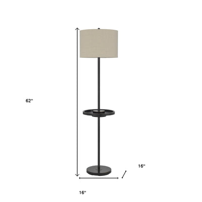 Bronze Tray Table Floor Lamp w/ Shade