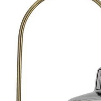 Brass Adjustable Arc Floor Lamp w/ Mirrored Glass Shade