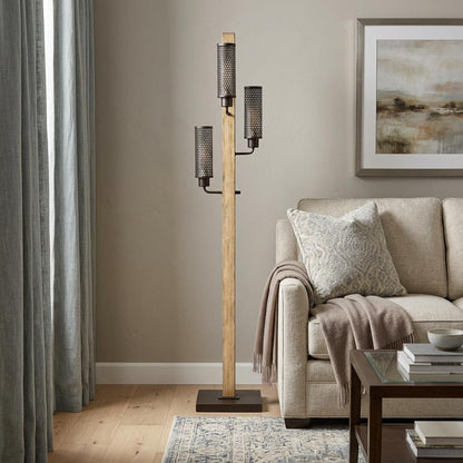 Brown 3-Light Floor Lamp w/ Shade