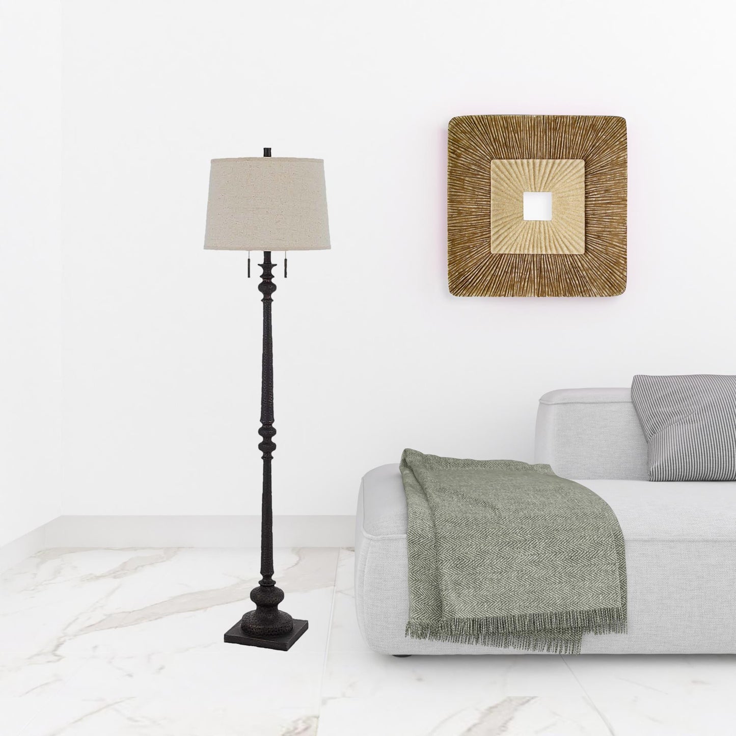 Rusted 2-Light Floor Lamp w/ Shade