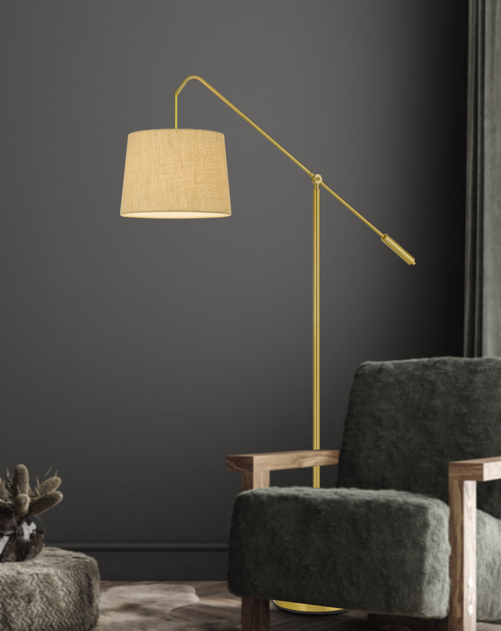 Brass Adjustable Floor Lamp w/ Shade