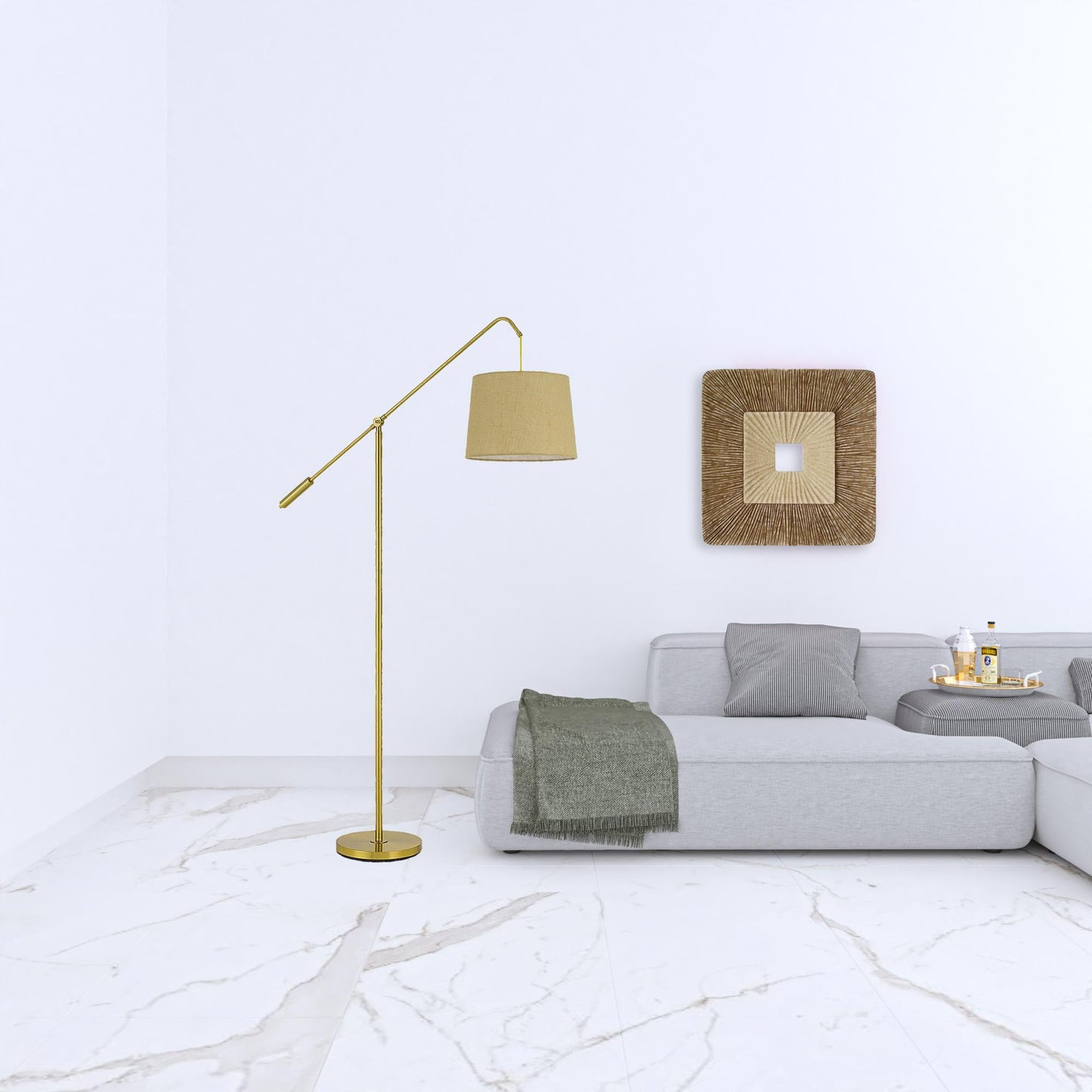 Brass Adjustable Floor Lamp w/ Shade