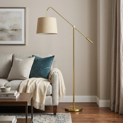 Brass Adjustable Floor Lamp w/ Shade