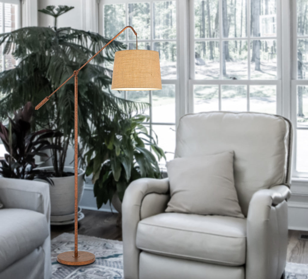 Rusted Adjustable Floor Lamp w/ Rust Shade
