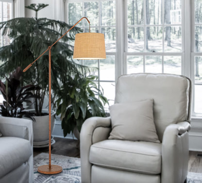Rusted Adjustable Floor Lamp w/ Rust Shade