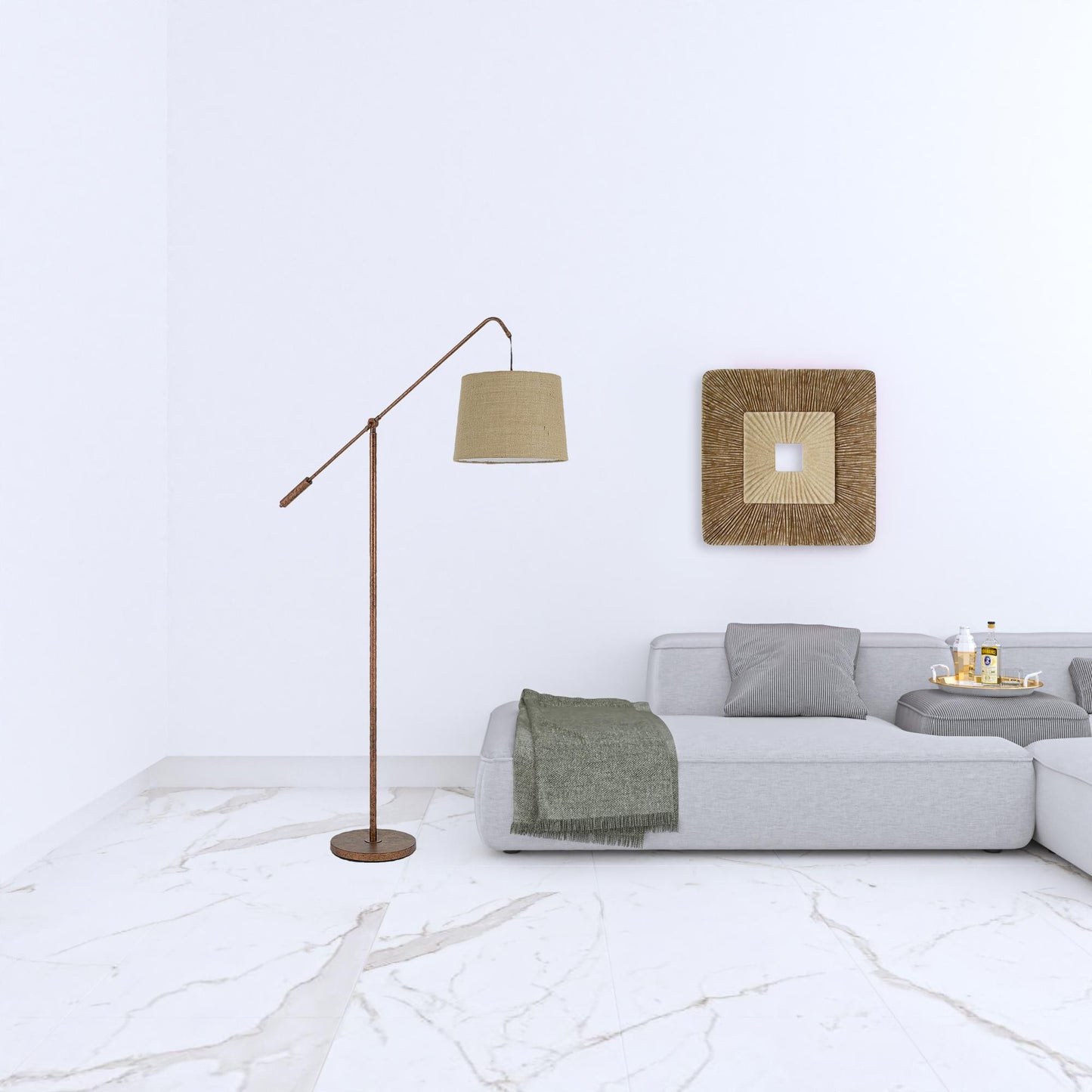 Rusted Adjustable Floor Lamp w/ Rust Shade