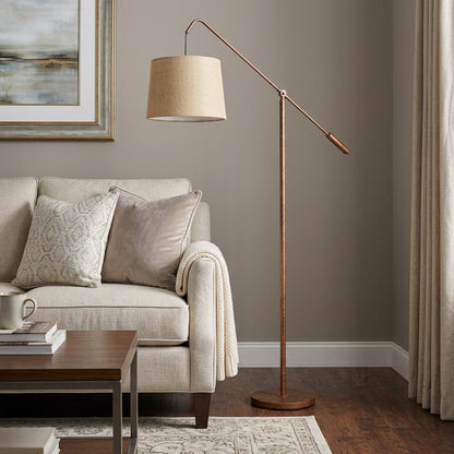 Rusted Adjustable Floor Lamp w/ Rust Shade
