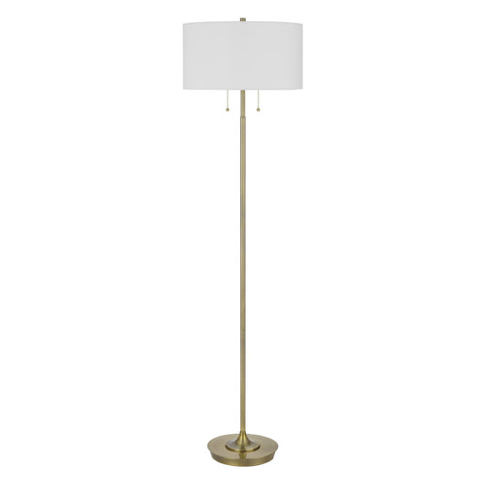 Brass 2-Light Floor Lamp w/ Shade
