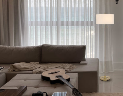 Brass 2-Light Floor Lamp w/ Shade