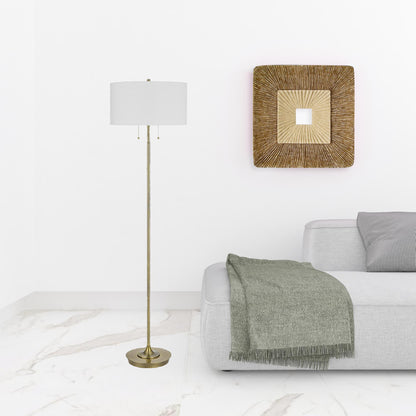 Brass 2-Light Floor Lamp w/ Shade