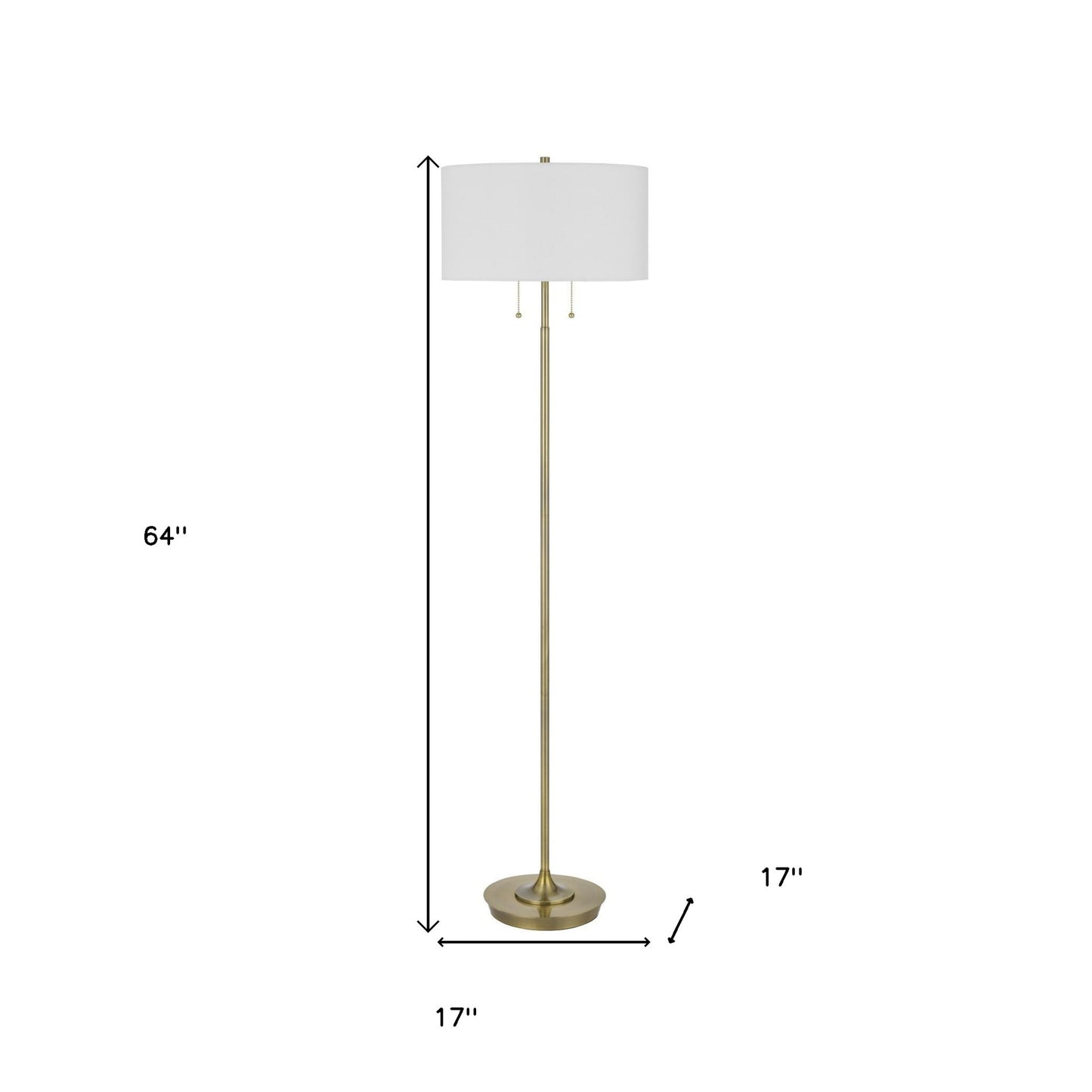 Brass 2-Light Floor Lamp w/ Shade