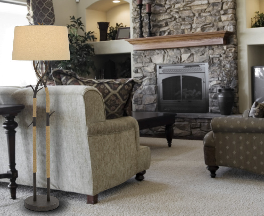 Black Floor Lamp w/ Tan Shade