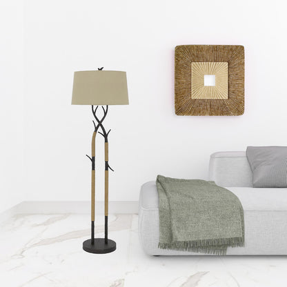 Black Floor Lamp w/ Tan Shade