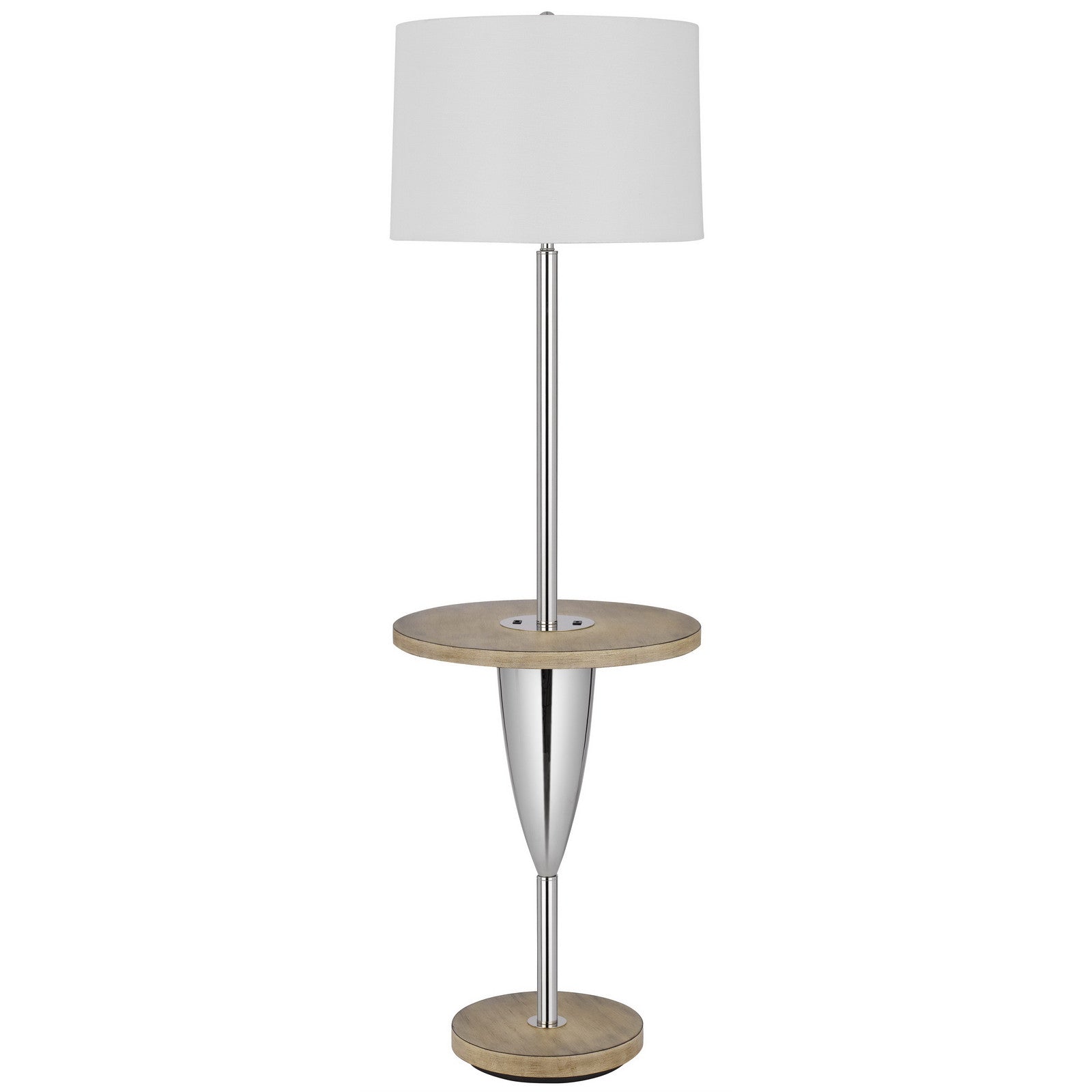 Chrome Tray Table Floor Lamp w/ Shade