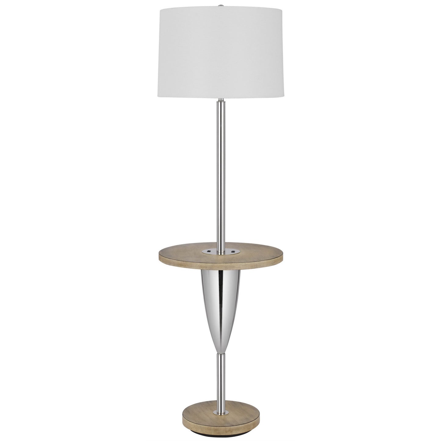Chrome Tray Table Floor Lamp w/ Shade