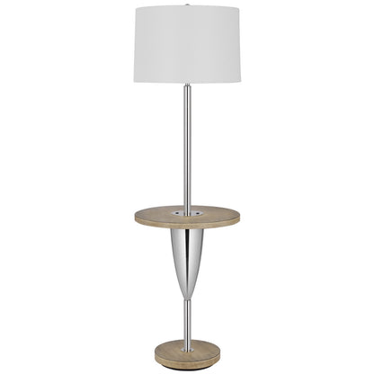 Chrome Tray Table Floor Lamp w/ Shade