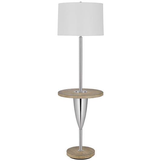 Chrome Tray Table Floor Lamp w/ Shade