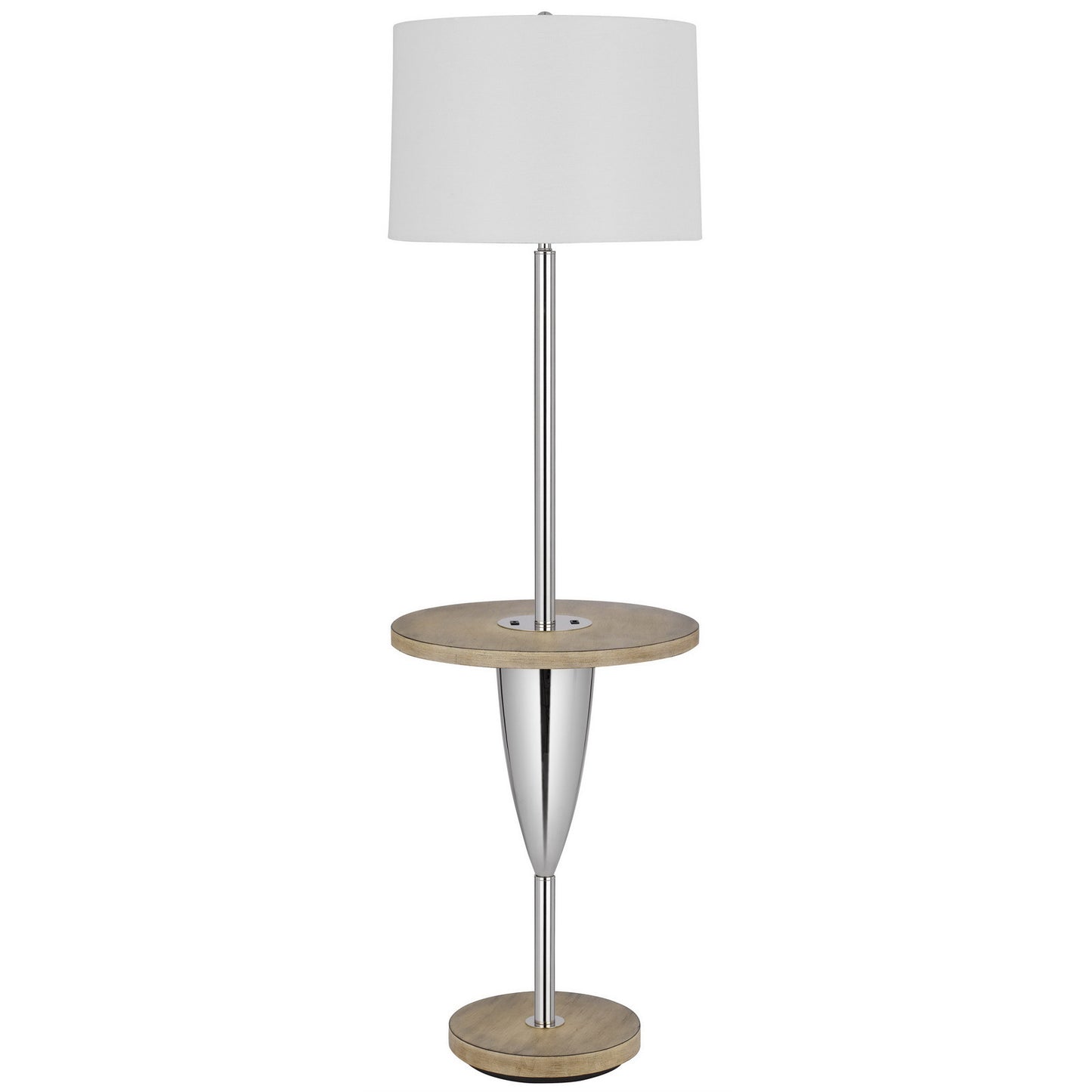 Chrome Tray Table Floor Lamp w/ Shade
