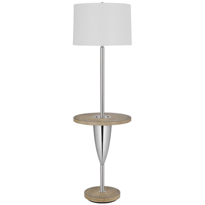 Chrome Tray Table Floor Lamp w/ Shade