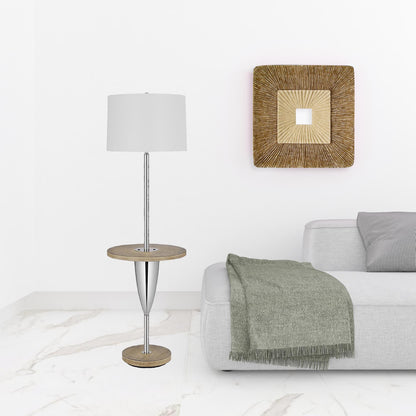 Chrome Tray Table Floor Lamp w/ Shade