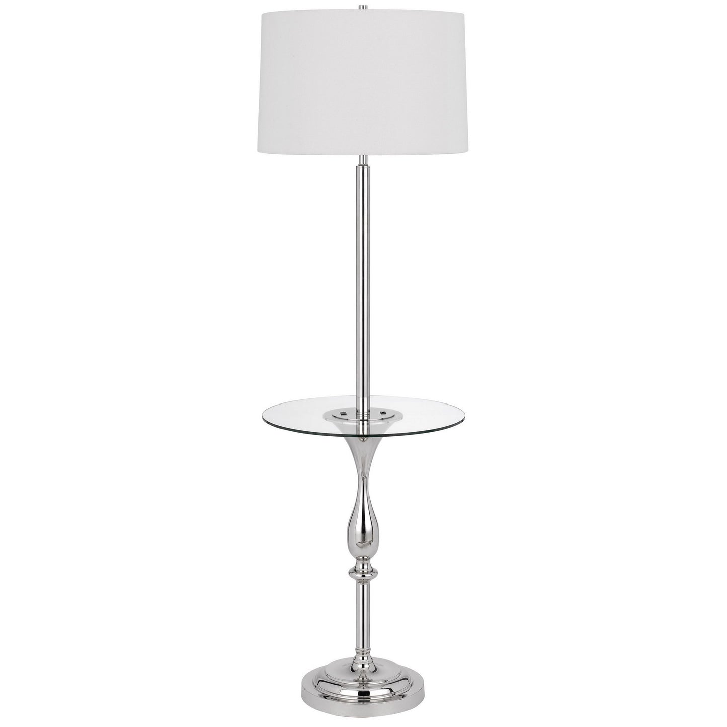 Chrome Tray Table Floor Lamp w/ Shade