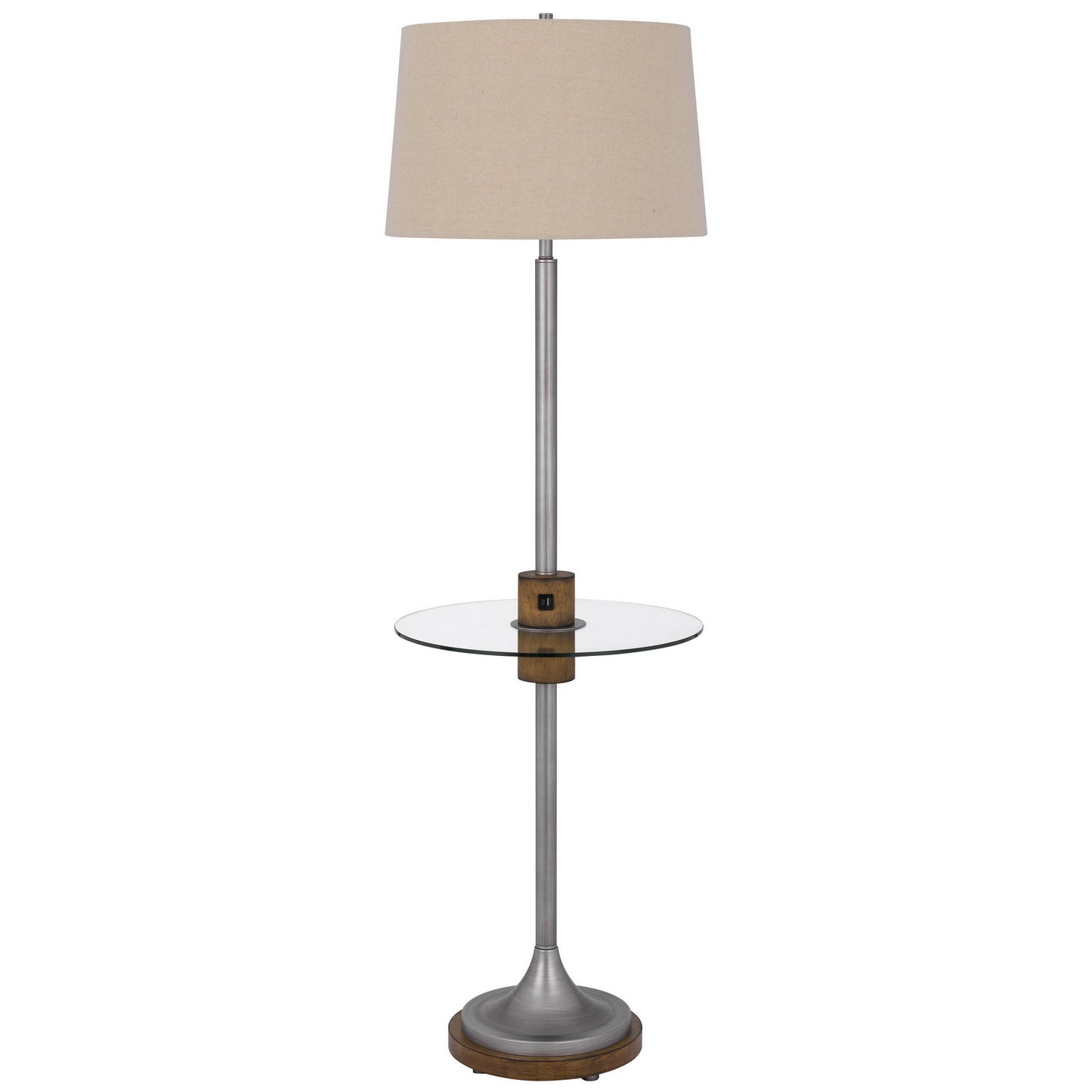 Pewter Tray Table Floor Lamp w/ Shade